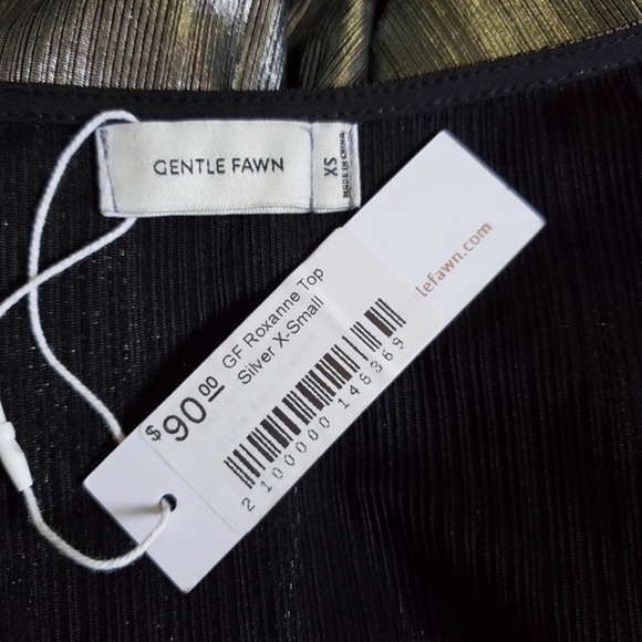 NWT Gentle Fawn Roxanne Silver Metallic Wrap Top‎ - Picture 4 of 7